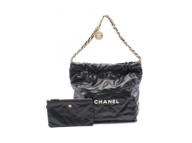 Chanel 22 Tote Bag aus schwarzem Leder - Ansicht 2
