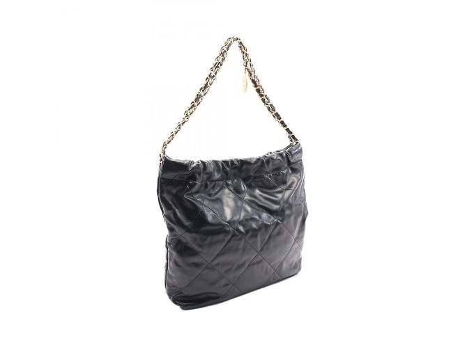 Chanel 22 Tote Bag aus schwarzem Leder - Ansicht 3