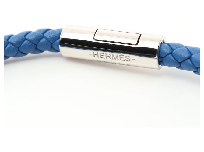 Bracciale in pelle e acciaio inossidabile Goliath di Hermès Blu - vista 2