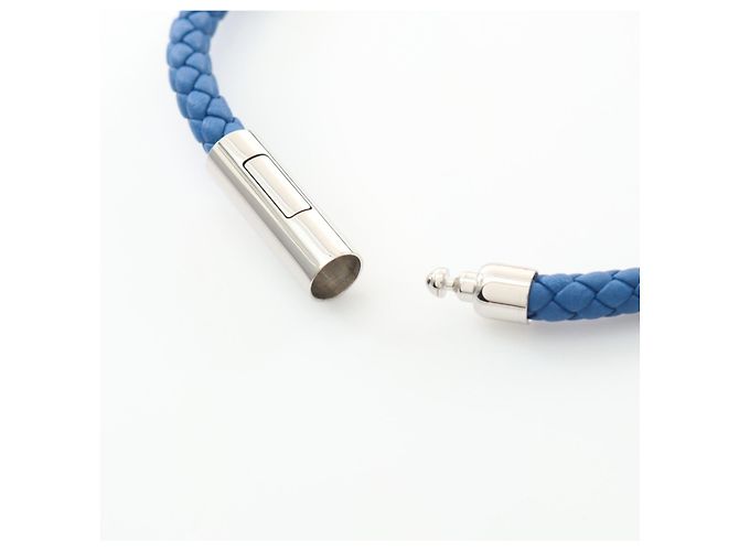 Bracciale in pelle e acciaio inossidabile Goliath di Hermès Blu - vista 3