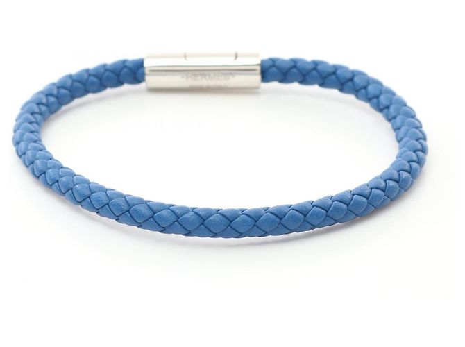 Bracciale in pelle e acciaio inossidabile Goliath di Hermès Blu - vista 5