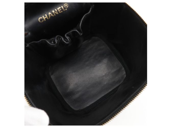 Pochette Vanity Chanel Vintage in Pelle di Agnello Nera Nero - vista 6