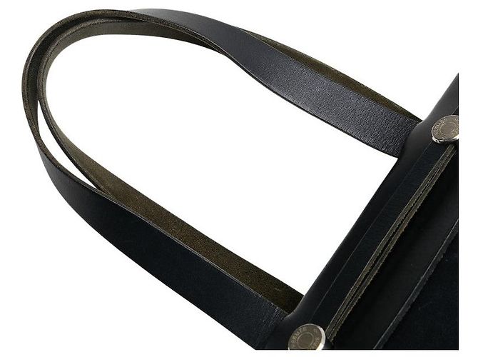 Hermès Herbag Cabas GM Toile Officier Leder Tragetasche Blau Marineblau - Ansicht 9