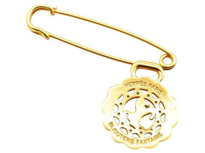 Hermès Hermes goldplattierte Brosche mit Pferdemotiv Golden - Ansicht 2
