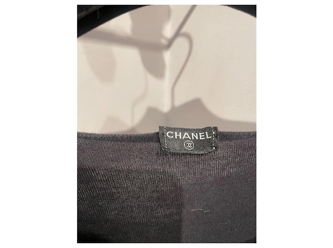 Top Chanel Blanco y Negro de Algodón Talla 36 - vista 3