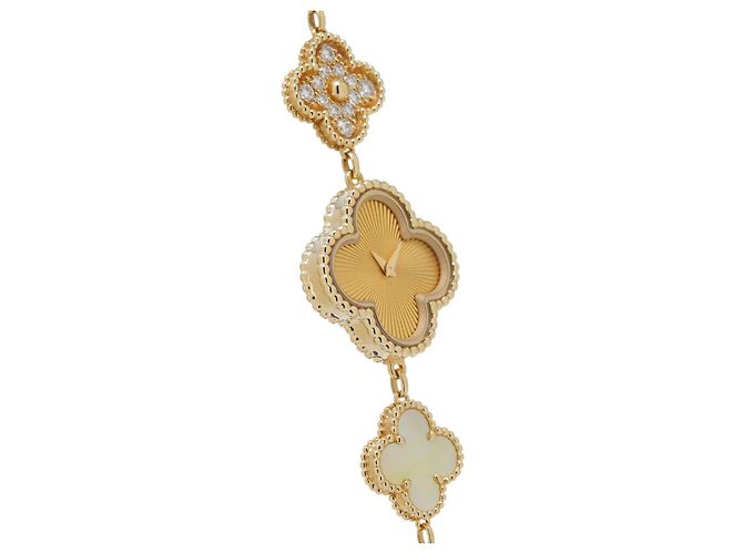 Van Cleef & Arpels Sweet Alhambra Uhr Gelbgold und Perlmutt Gold hardware - Ansicht 3