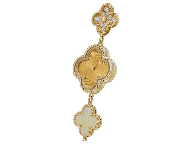 Van Cleef & Arpels Sweet Alhambra Uhr Gelbgold und Perlmutt Gold hardware - Ansicht 4