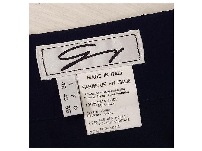 Genny gonna preppy in seta blu e gialla vintage 1990s Giallo - vista 3