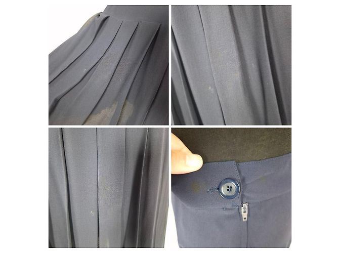 Genny gonna preppy in seta blu e gialla vintage 1990s Giallo - vista 8