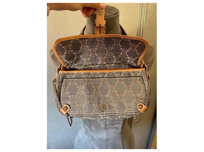 Borsa Céline Macadam Denim e Pelle Oro Navy - vista 4