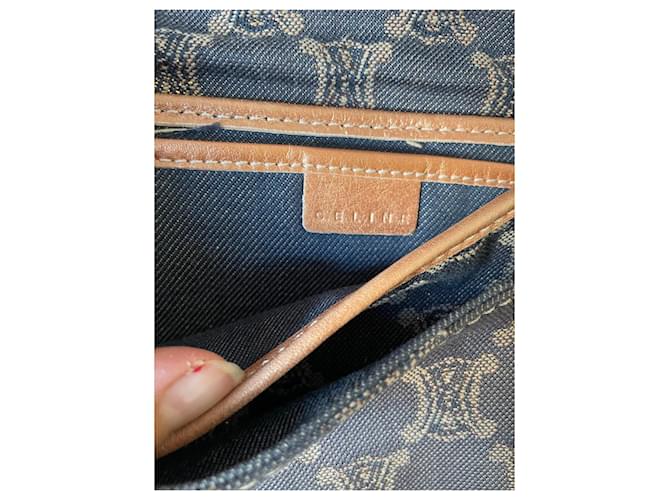 Borsa Céline Macadam Denim e Pelle Oro Navy - vista 5