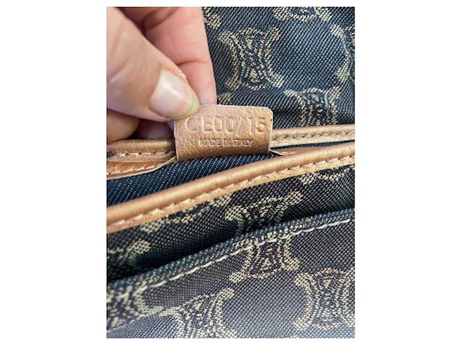 Borsa Céline Macadam Denim e Pelle Oro Navy - vista 6
