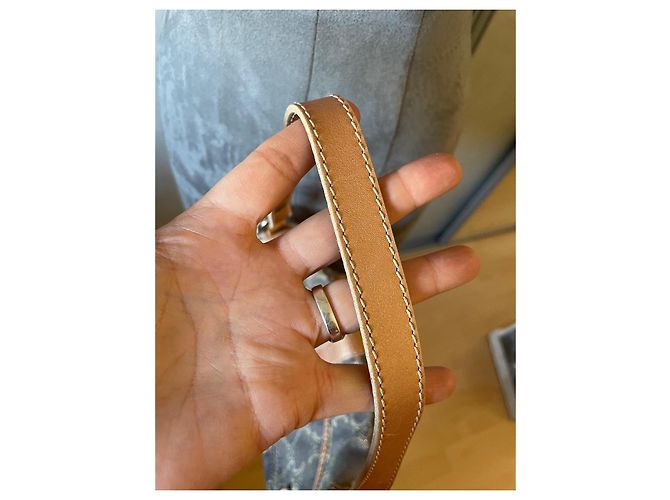 Borsa Céline Macadam Denim e Pelle Oro Navy - vista 8
