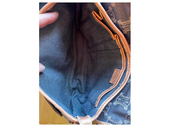 Borsa Céline Macadam Denim e Pelle Oro Navy - vista 9