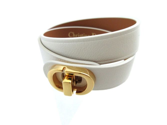 Bracciale in pelle avorio Christian Dior Crudo - vista 2