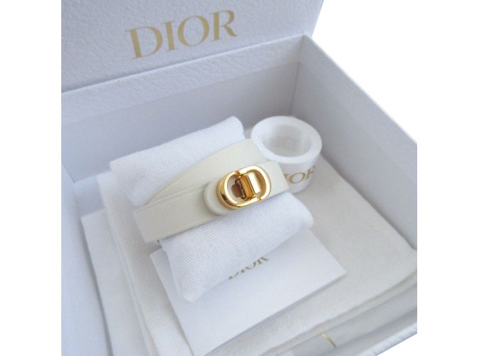 Bracciale in pelle avorio Christian Dior Crudo - vista 3