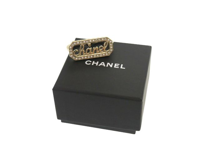 Chanel Doppel-Finger-Goldring mit Kunstperle Golden - Ansicht 3