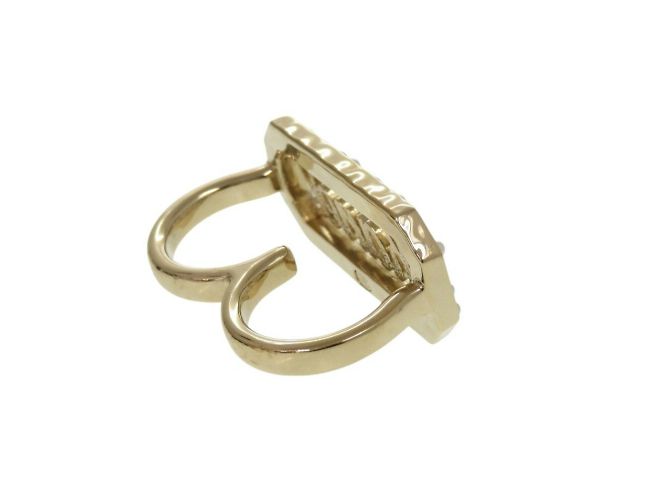 Chanel Doppel-Finger-Goldring mit Kunstperle Golden - Ansicht 6