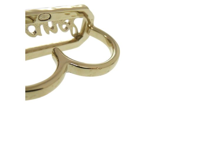 Chanel Doppel-Finger-Goldring mit Kunstperle Golden - Ansicht 8