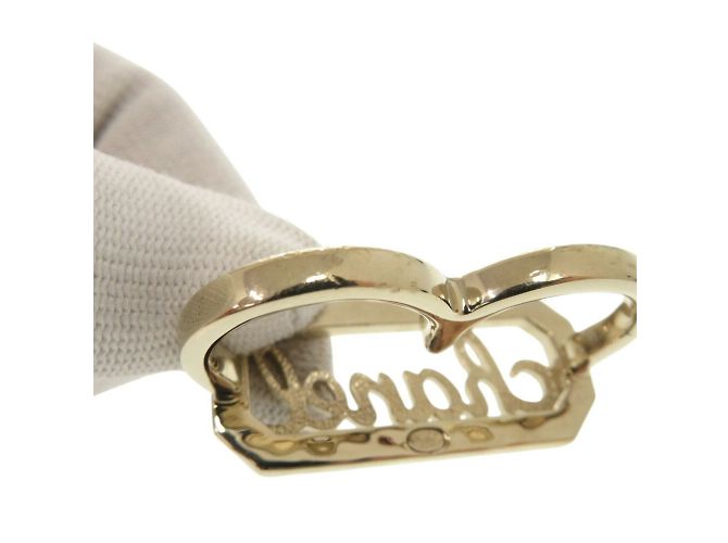 Chanel Doppel-Finger-Goldring mit Kunstperle Golden - Ansicht 9