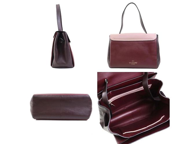 Borsa in pelle Valentino Garavani Marrone Rosa Bordò - vista 2