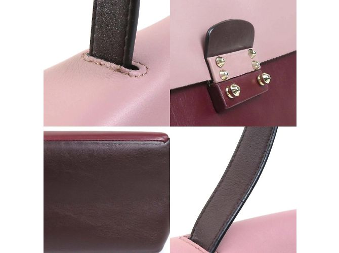 Borsa in pelle Valentino Garavani Marrone Rosa Bordò - vista 4