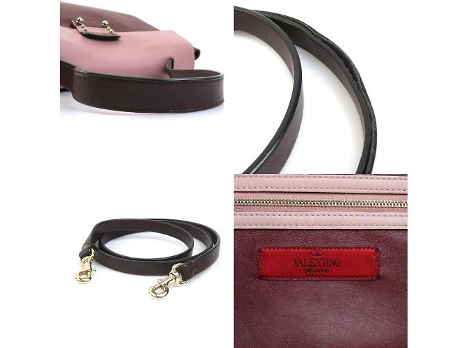 Borsa in pelle Valentino Garavani Marrone Rosa Bordò - vista 5