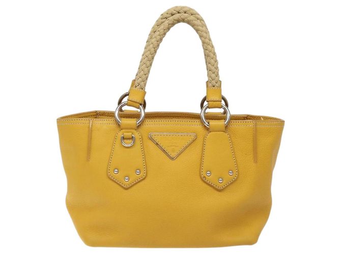 PRADA Handtasche aus Leder Gelb Silber Authentisch 127193 - Ansicht 13