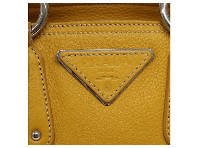 PRADA Handtasche aus Leder Gelb Silber Authentisch 127193 - Ansicht 18