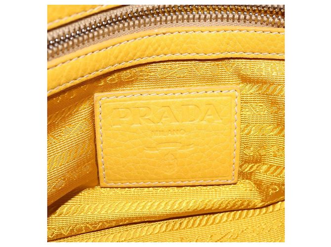 PRADA Handtasche aus Leder Gelb Silber Authentisch 127193 - Ansicht 20