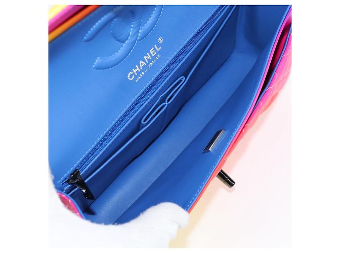 CHANEL Matelassé Schultertasche mit Kette aus Lammleder Rainbow CC Auth 122426SM - Ansicht 10