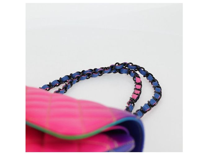 CHANEL Matelassé Schultertasche mit Kette aus Lammleder Rainbow CC Auth 122426SM - Ansicht 14