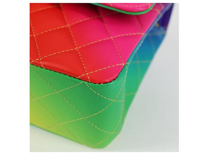 CHANEL Matelassé Schultertasche mit Kette aus Lammleder Rainbow CC Auth 122426SM - Ansicht 16