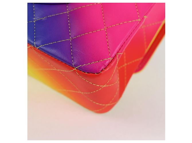 CHANEL Matelassé Schultertasche mit Kette aus Lammleder Rainbow CC Auth 122426SM - Ansicht 18