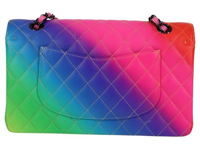 CHANEL Matelassé Schultertasche mit Kette aus Lammleder Rainbow CC Auth 122426SM - Ansicht 2