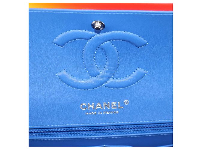 CHANEL Matelassé Schultertasche mit Kette aus Lammleder Rainbow CC Auth 122426SM - Ansicht 22