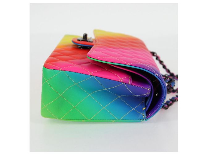 CHANEL Matelassé Schultertasche mit Kette aus Lammleder Rainbow CC Auth 122426SM - Ansicht 4