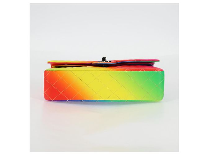 CHANEL Matelassé Schultertasche mit Kette aus Lammleder Rainbow CC Auth 122426SM - Ansicht 5