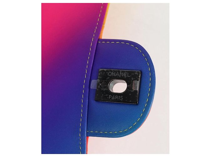 CHANEL Matelassé Schultertasche mit Kette aus Lammleder Rainbow CC Auth 122426SM - Ansicht 9