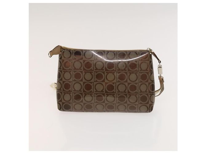 Salvatore Ferragamo Borsa a mano in vinile 2 pezzi marrone Auth mr1382 - vista 14