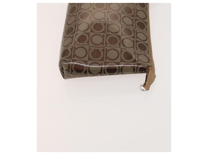Salvatore Ferragamo Borsa a mano in vinile 2 pezzi marrone Auth mr1382 - vista 15