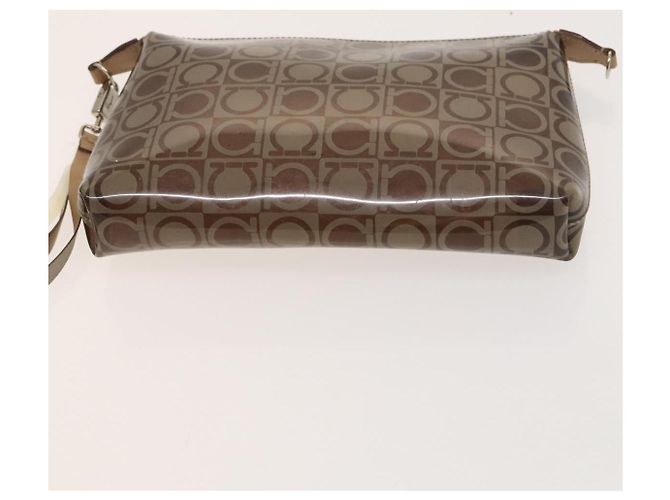 Salvatore Ferragamo Borsa a mano in vinile 2 pezzi marrone Auth mr1382 - vista 19