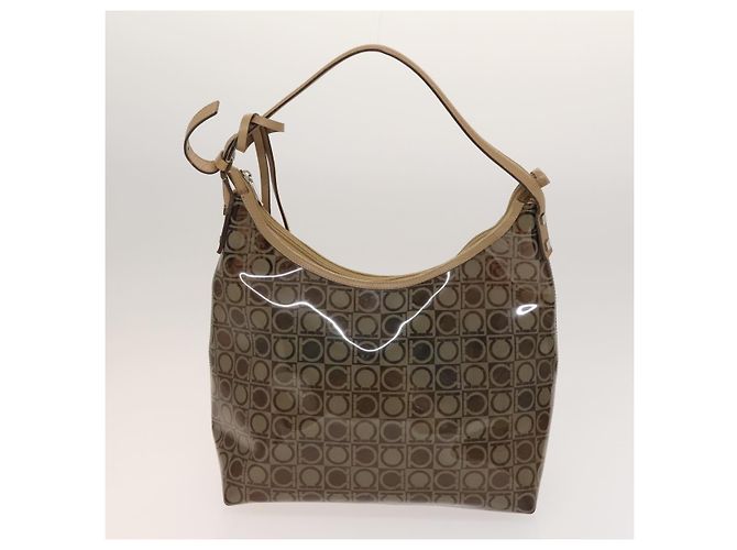 Salvatore Ferragamo Borsa a mano in vinile 2 pezzi marrone Auth mr1382 - vista 2