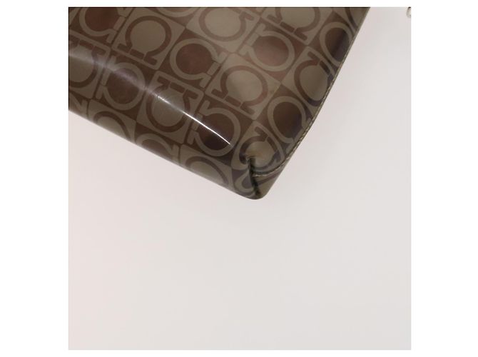 Salvatore Ferragamo Borsa a mano in vinile 2 pezzi marrone Auth mr1382 - vista 20
