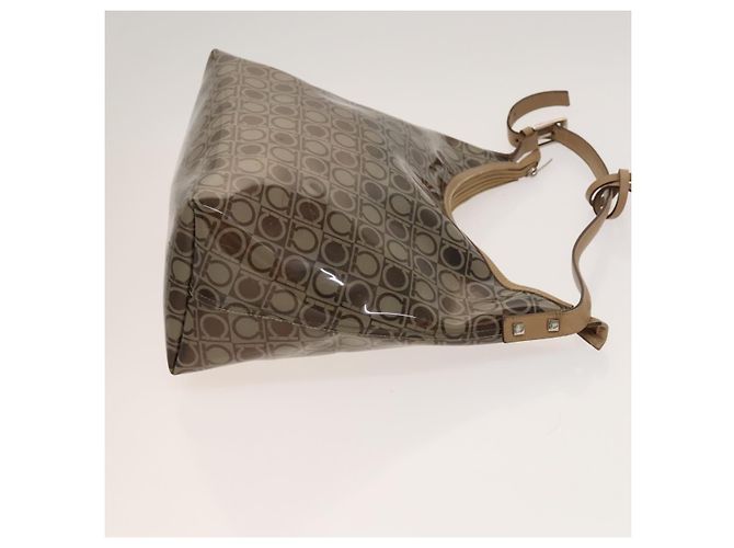 Salvatore Ferragamo Borsa a mano in vinile 2 pezzi marrone Auth mr1382 - vista 4