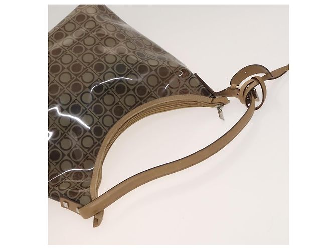 Salvatore Ferragamo Borsa a mano in vinile 2 pezzi marrone Auth mr1382 - vista 5