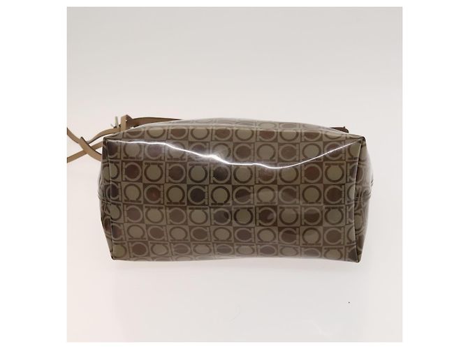 Salvatore Ferragamo Borsa a mano in vinile 2 pezzi marrone Auth mr1382 - vista 7