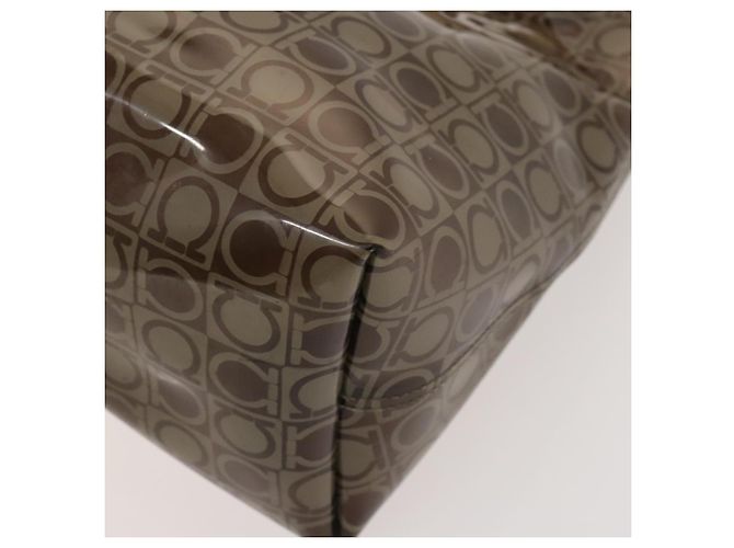 Salvatore Ferragamo Borsa a mano in vinile 2 pezzi marrone Auth mr1382 - vista 8