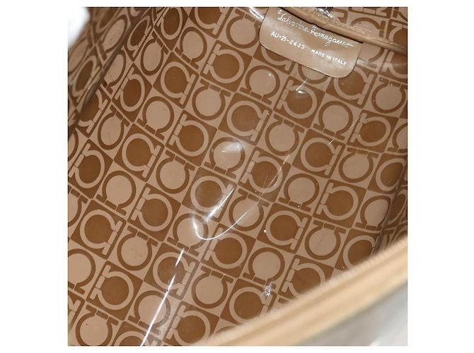 Salvatore Ferragamo Borsa a mano in vinile 2 pezzi marrone Auth mr1382 - vista 9