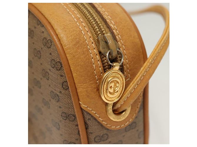 GUCCI GG Supreme Web Sherry Line Borsa PVC Beige Oro 164 02 066 Auth yk18484 D'oro - vista 10